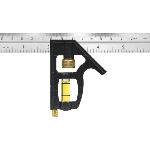 Heavy-Duty Inch/Metric Combination Square, 6" L, 1/8"/1/16"/1/32" Graduations, Stainless Steel Equipex