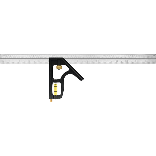 &eacute;querre combin&eacute;e robuste en pouces/m&eacute;trique, 16" lo, 1/8"/1/16" Graduations, Acier inoxydable Equipex