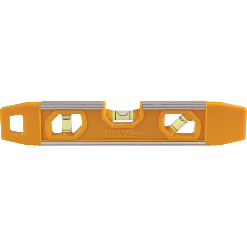 V-Groove Top-Read Torpedo Level, 9" L, Aluminum, 3 Vials, Magnetic Equipex