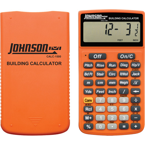 Calculatrice de construction orange haute visibilit&eacute; avec &eacute;tui robuste Equipex