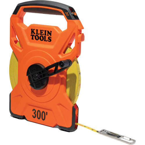 Open Reel Tape Measure with Single Hook and Carabiner, 1/2" x 300', 1/10" Graduations Equipex