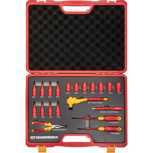 Jeu d'outils isol&eacute;s VDE &agrave; prise 3/8", 1000 V, 20 M Equipex