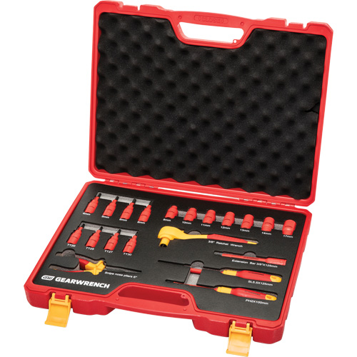 3/8" Drive VDE Insulated Tool Set, 1000 V, 20 Pcs Equipex