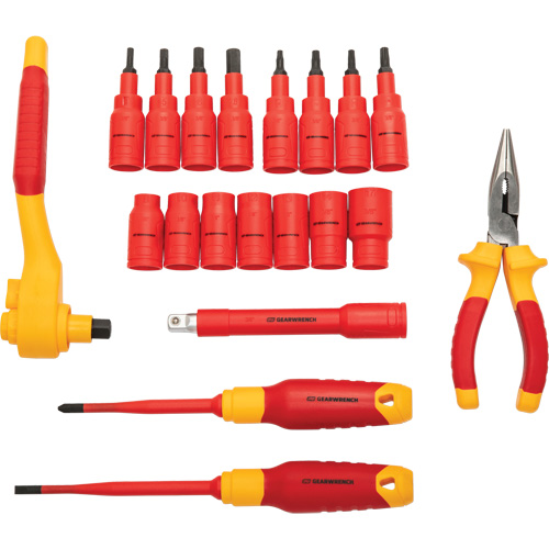 3/8" Drive VDE Insulated Tool Set, 1000 V, 20 Pcs Equipex