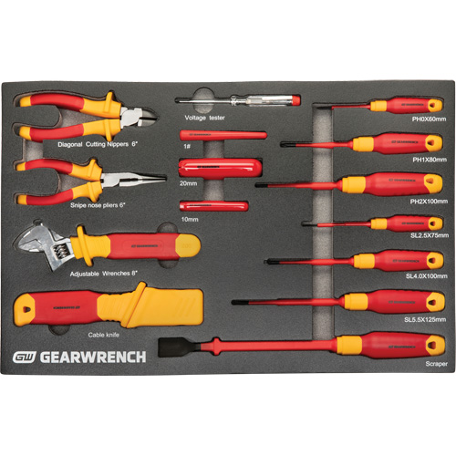 Jeu d'outils VDE isol&eacute;s, 1000 V, 72 M Equipex