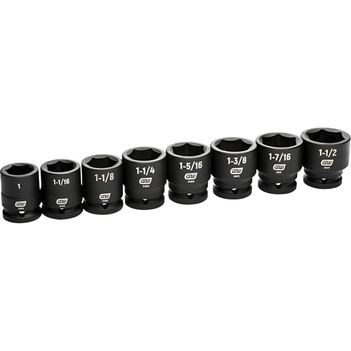 Jeu de douilles SAE &agrave; 6 pans, 8 Mcx, Chocs, Prise de 3/4" Equipex