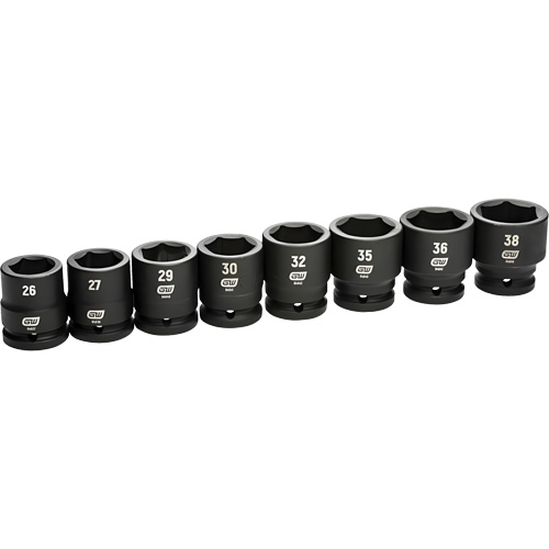 6-Point Metric Socket Set, 8 Pcs, Impact, 3/4" Drive Size Equipex