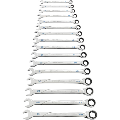 Jeu de cl&eacute;s 120XP Universal Spline XL, Combinaison &agrave; cliquet, 16 morceaux, M&eacute;trique Equipex
