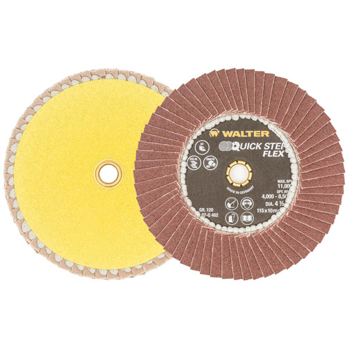QUICK-STEP FLEX Flap Disc, 4-1/2" x Type 29, 120 Grit, Aluminum Oxide Equipex