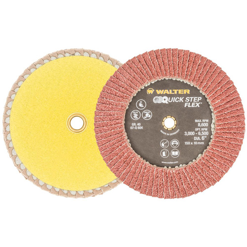 Disque &agrave; lamelles QUICK-STEP FLEX, 6" x Type 29, Grain 40, Oxyde d'aluminium Equipex