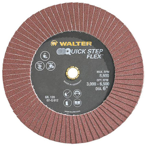 Disque &agrave; lamelles QUICK-STEP FLEX, 6" x Type 29, Grain 120, Oxyde d'aluminium Equipex