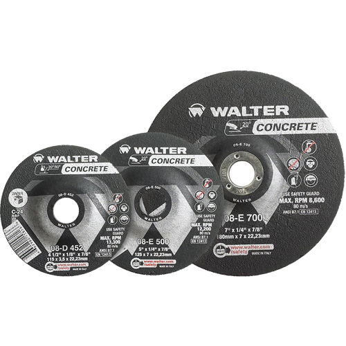 Depressed Centre Grinding Wheels - Concrete Type 27, 4-1/2" x 1/4", 7/8" Arbor, Type 27 Equipex