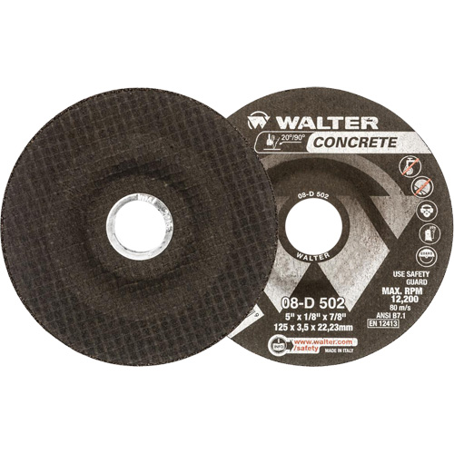 Depressed Centre Grinding Wheels - Concrete Type 27, 5" x 1/8", 7/8" Arbor, Type 27 Equipex