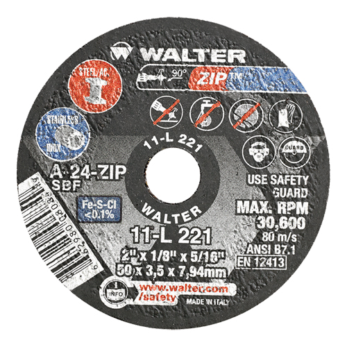 Portable Small Diameter Reinforced Cut-Off Wheels - Zip, 2" x 1/8", 5/16" Arbor, Type 1, Aluminum Oxide, 31000 RPM Equipex