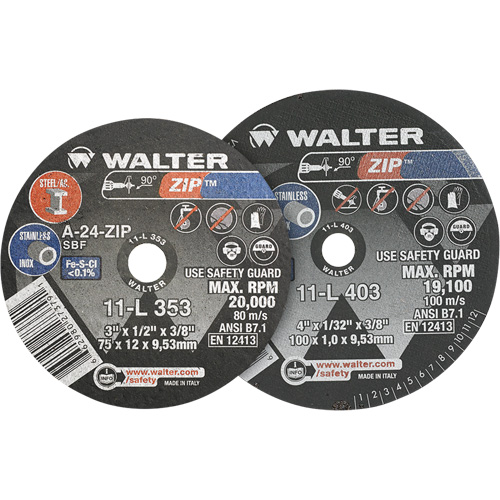 Zip Cut-Off Wheel, 4" x 1/4", 3/8" Arbor, Type 1 Equipex