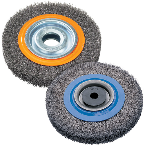 Wire Wheel Brush, 8" Dia., 0.118" Fill, 1-1/4" Arbor Equipex