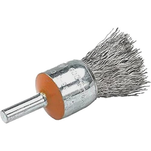 Mounted End Brush with Crimped Wires, 1/2", 0.02" Fill, 1/4" Shank Equipex