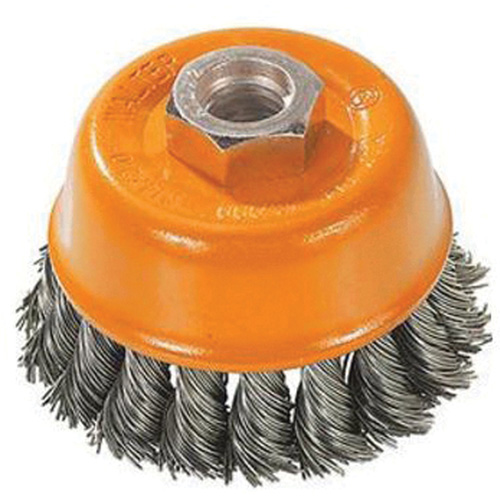 Knot-Twisted Wire Cup Brush, 3" Dia. x M10x1.25 Arbor Equipex