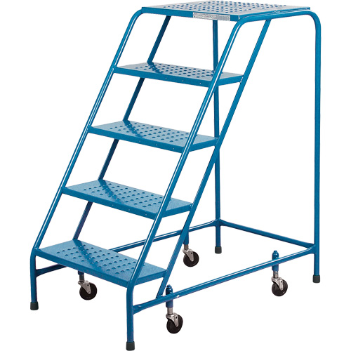 Escabeau roulant, 5 marches, Largeur de la marche 18", Hauteur de la plateforme 46", Acier Equipex