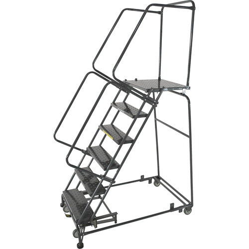 &eacute;chelles roulantes avec pied verrouillable activ&eacute; par le poids, 9 marches, Largeur de la marche 24", Hauteur de la plateforme 90", Acier Equipex