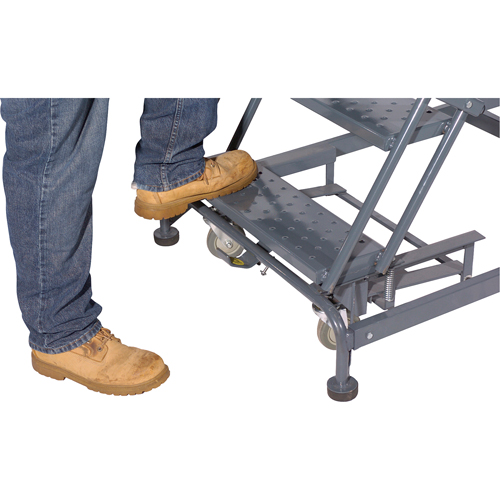 Weight Actuated Lockstep Rolling Ladders, 6 Steps, 24" Step Width, 60" Platform Height, Steel Equipex