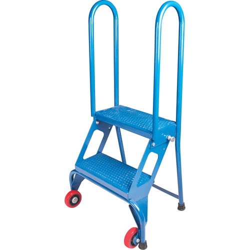 Portable Folding Ladder, 2 Steps, Perforated, 20" High Equipex