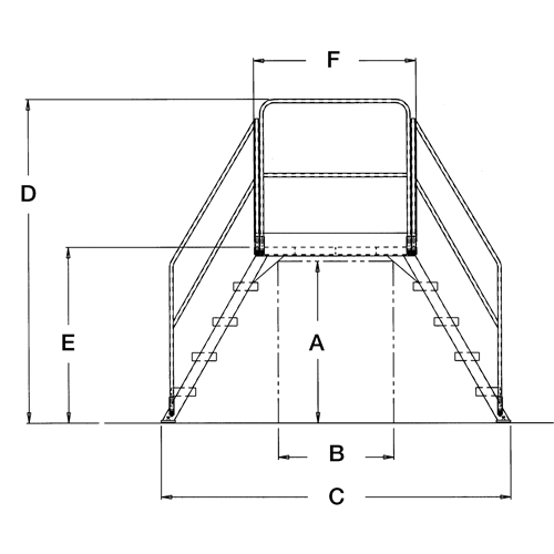&eacute;chelles de liaison, 103-1/2" Port&eacute;e hors tout, 50" ha x 48" p, 24" Largeur de la marche Equipex