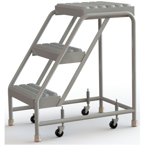 &eacute;chelles roulantes, 3 marches, Largeur de la marche 16", Hauteur de la plateforme 30", Aluminium Equipex