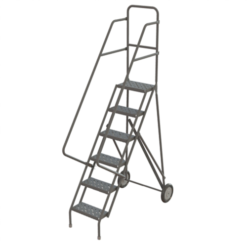Steel Rolling Ladder, 6 Steps, 16" Step Width, 60" Platform Height, Steel Equipex