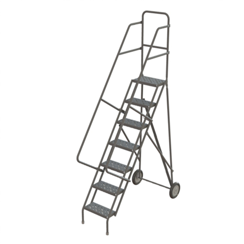 Steel Rolling Ladder, 7 Steps, 16" Step Width, 70" Platform Height, Steel Equipex