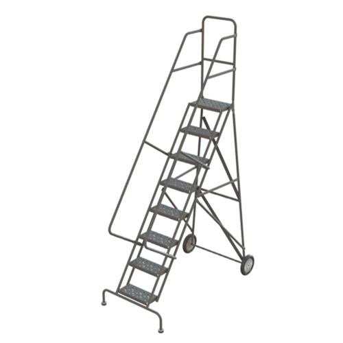 Steel Rolling Ladder, 8 Steps, 16" Step Width, 80" Platform Height, Steel Equipex