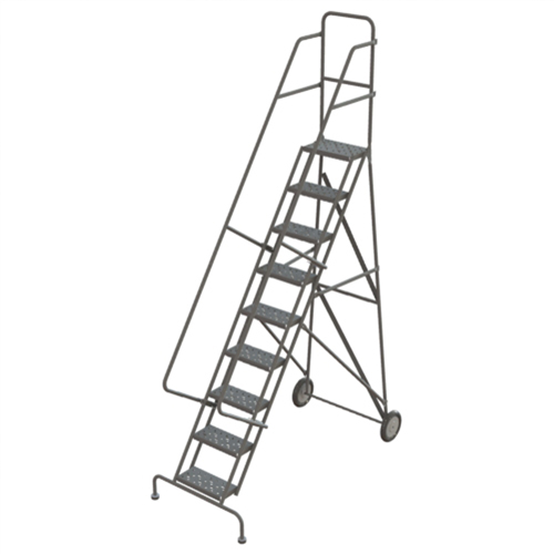 &eacute;chelles roulantes en acier, 9 marches, Largeur de la marche 16", Hauteur de la plateforme 90", Acier Equipex