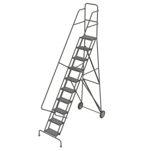 &eacute;chelles roulantes en acier, 10 marches, Largeur de la marche 16", Hauteur de la plateforme 100", Acier Equipex
