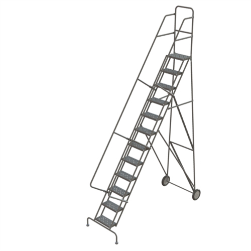 &eacute;chelles roulantes en acier, 12 marches, Largeur de la marche 16", Hauteur de la plateforme 120", Acier Equipex