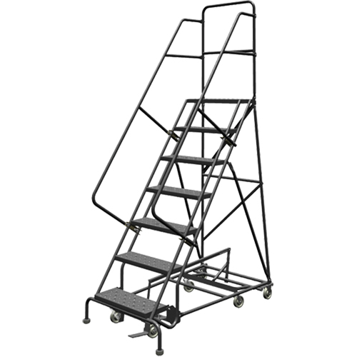 All Directional Rolling Ladder, 7 Steps, 24" Step Width, 70" Platform Height, Steel Equipex