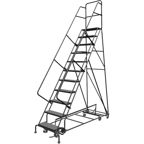 &eacute;chelles roulantes multidirectionnelles, 11 marches, Largeur de la marche 24", Hauteur de la plateforme 110", Acier Equipex