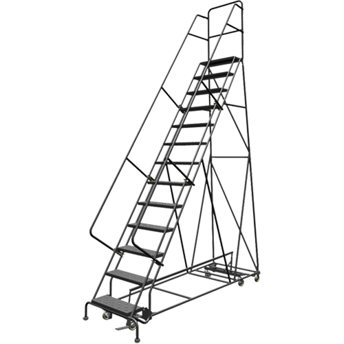 All Directional Rolling Ladder, 13 Steps, 24" Step Width, 130" Platform Height, Steel Equipex