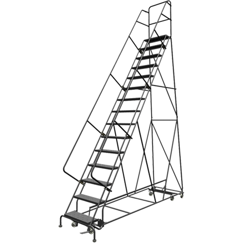 &eacute;chelles roulantes multidirectionnelles, 15 marches, Largeur de la marche 24", Hauteur de la plateforme 150", Acier Equipex