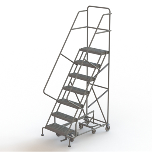 &eacute;chelles roulantes multidirectionnelles, 7 marches, Largeur de la marche 24", Hauteur de la plateforme 70", Acier Equipex