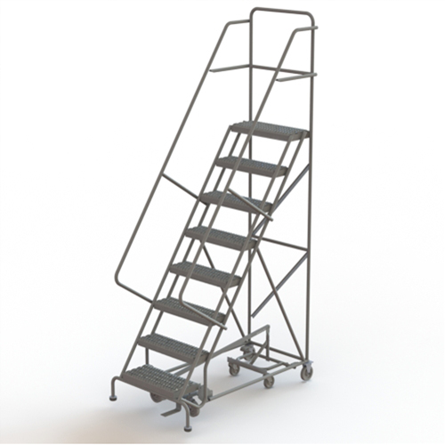 All Directional Rolling Ladder, 8 Steps, 24" Step Width, 80" Platform Height, Steel Equipex