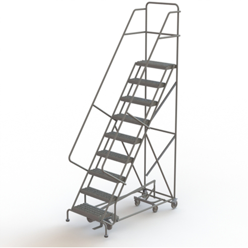 &eacute;chelles roulantes multidirectionnelles, 9 marches, Largeur de la marche 24", Hauteur de la plateforme 90", Acier Equipex