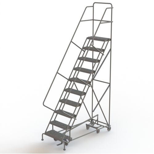 &eacute;chelles roulantes multidirectionnelles, 10 marches, Largeur de la marche 24", Hauteur de la plateforme 100", Acier Equipex