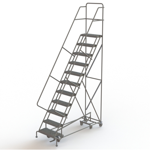 &eacute;chelles roulantes multidirectionnelles, 11 marches, Largeur de la marche 24", Hauteur de la plateforme 110", Acier Equipex