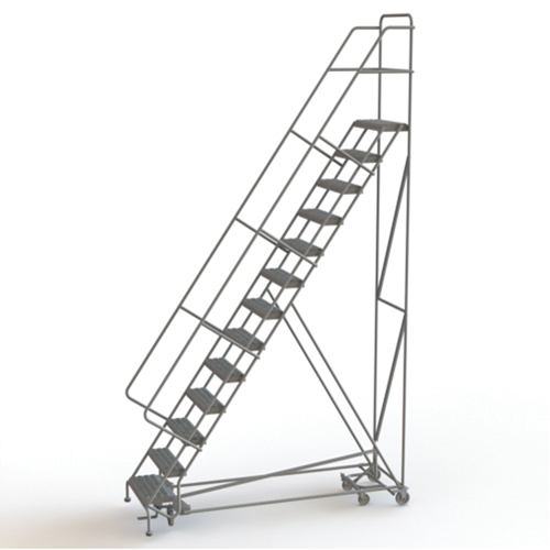 &eacute;chelles roulantes multidirectionnelles, 13 marches, Largeur de la marche 24", Hauteur de la plateforme 130", Acier Equipex