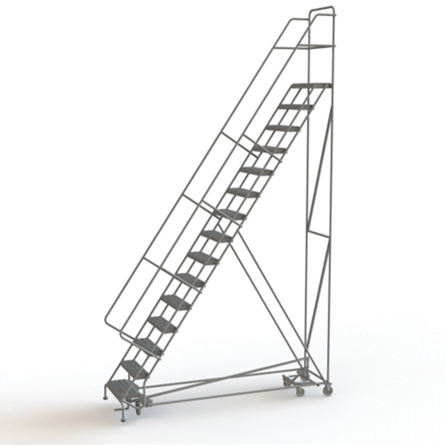 &eacute;chelles roulantes multidirectionnelles, 15 marches, Largeur de la marche 24", Hauteur de la plateforme 150", Acier Equipex