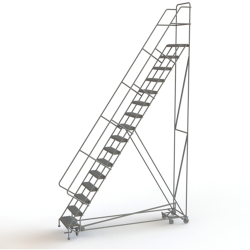 &eacute;chelles roulantes multidirectionnelles, 16 marches, Largeur de la marche 24", Hauteur de la plateforme 160", Acier Equipex