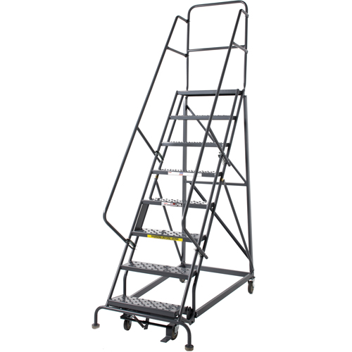 &eacute;chelles roulantes robustes, 8 marches, Largeur de la marche 24", Hauteur de la plateforme 80", Acier Equipex