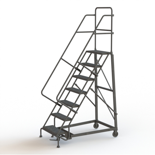 Heavy Duty Rolling Ladder, 7 Steps, 24" Step Width, 70" Platform Height, Steel Equipex
