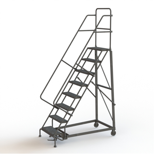 &eacute;chelles roulantes robustes, 8 marches, Largeur de la marche 24", Hauteur de la plateforme 80", Acier Equipex
