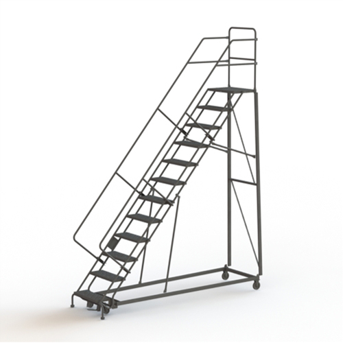 Heavy Duty Safety Slope Ladder, 12 Steps, Serrated, 50° Incline, 120" High Equipex